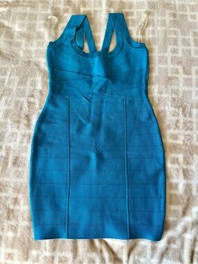 Guess by Marciano Teal Bodycon Bandage Mini Dress - Women